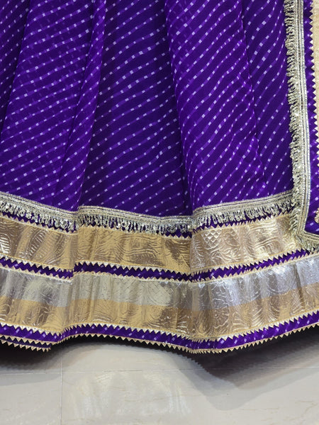 ROYAL PURPLE MOTHRA GOTA BORDER FULL FLARED LEHENGA