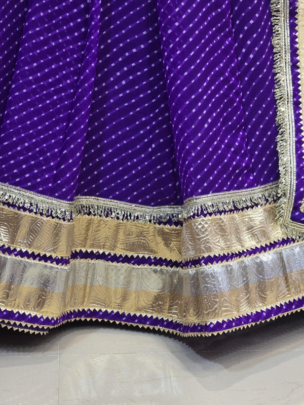 ROYAL PURPLE MOTHRA GOTA BORDER FULL FLARED LEHENGA