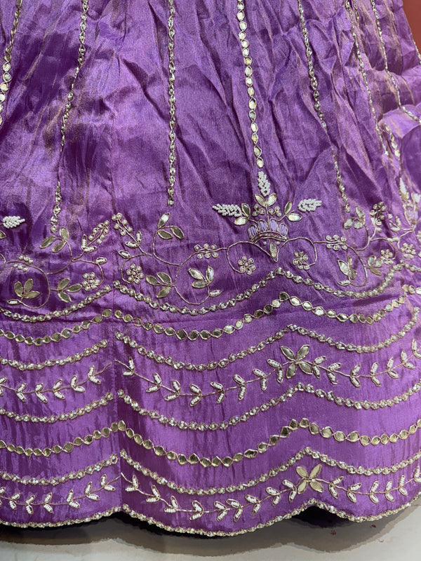 PURE COSMOS TISSUE HANDWORK GOTA PATTI LEHENGA