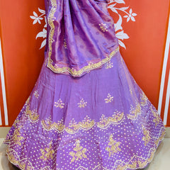 PURE COSMOS TISSUE HANDWORK GOTA PATTI LEHENGA