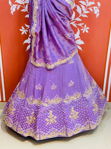 PURE COSMOS TISSUE HANDWORK GOTA PATTI LEHENGA