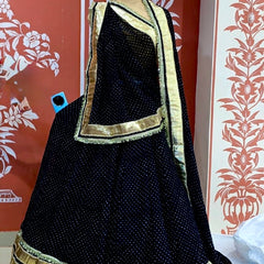 MIDNIGHT BLACK MOTHRA GOTA FULL FLARED LEHENGA