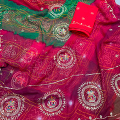 Multicolour Bandhej Saree