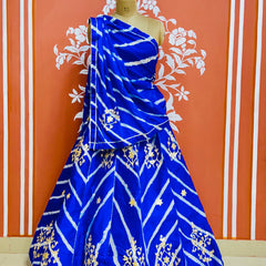 CHINON GOTA PATTI HANDWORK LEHERIYA LEHENGA