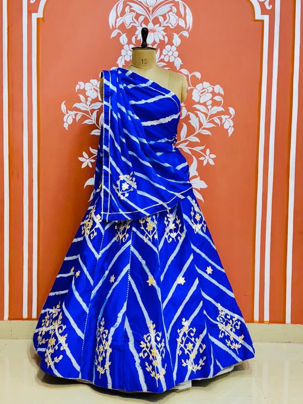 CHINON GOTA PATTI HANDWORK LEHERIYA LEHENGA