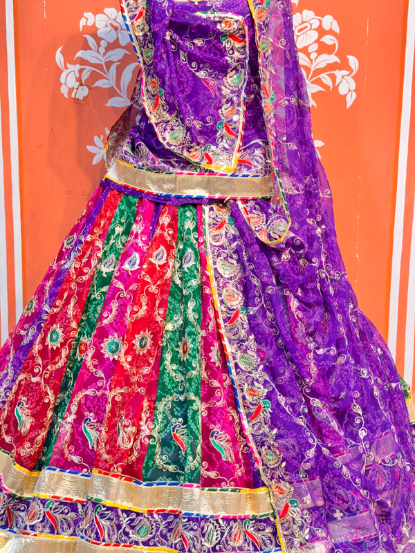 Bandhej Multi Rajwadi Lehenga