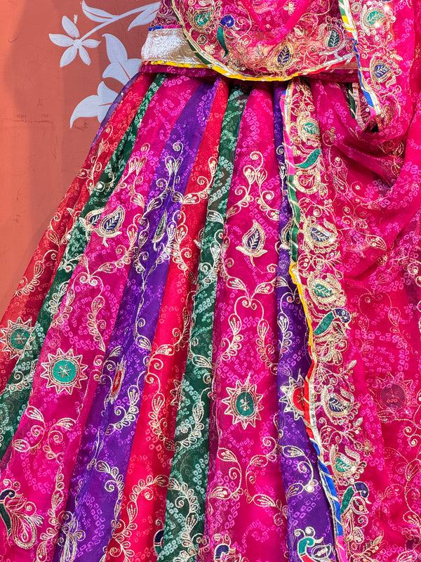 Bandhej Multi Rajwadi Lehenga