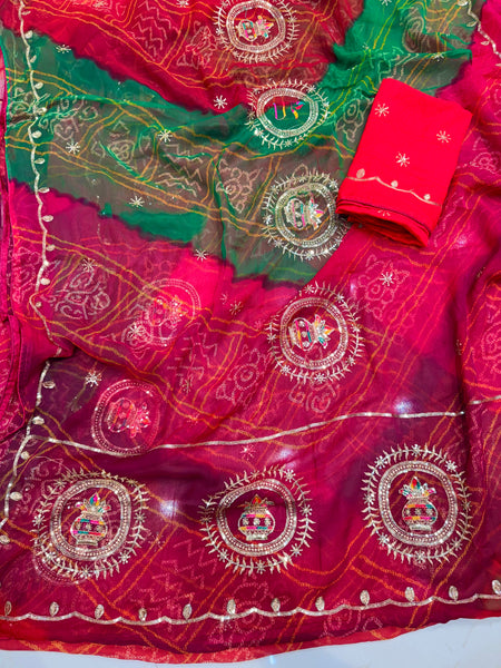 Multicolour Bandhej Saree