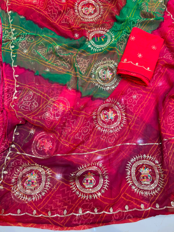 Multicolour Bandhej Saree