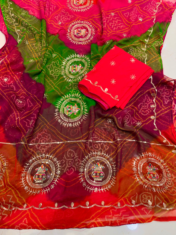 Multicolour Bandhej Saree