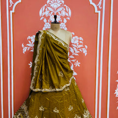 PURE COSMOS TISSUE HANDWORK GOTA PATTI LEHENGA