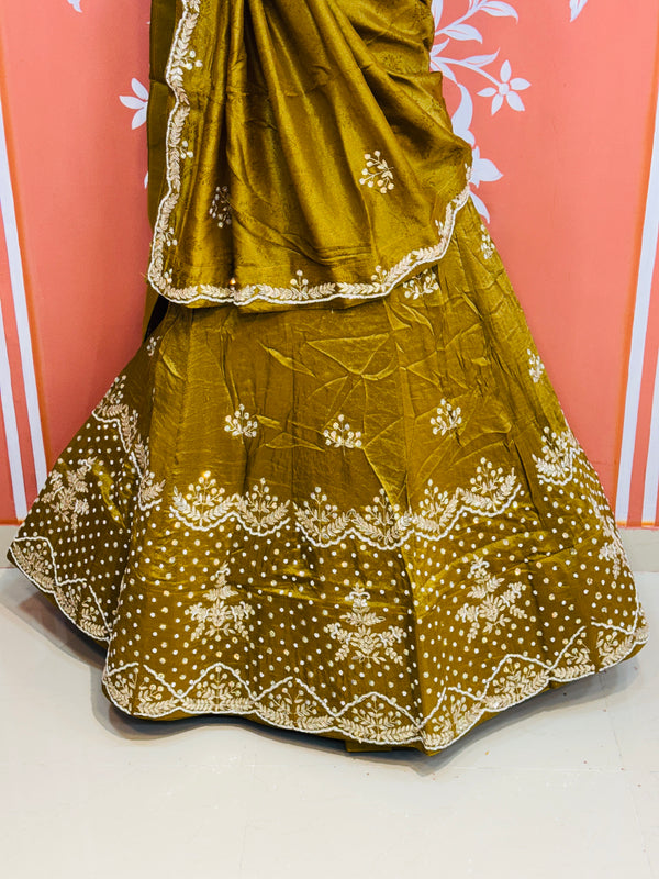 PURE COSMOS TISSUE HANDWORK GOTA PATTI LEHENGA