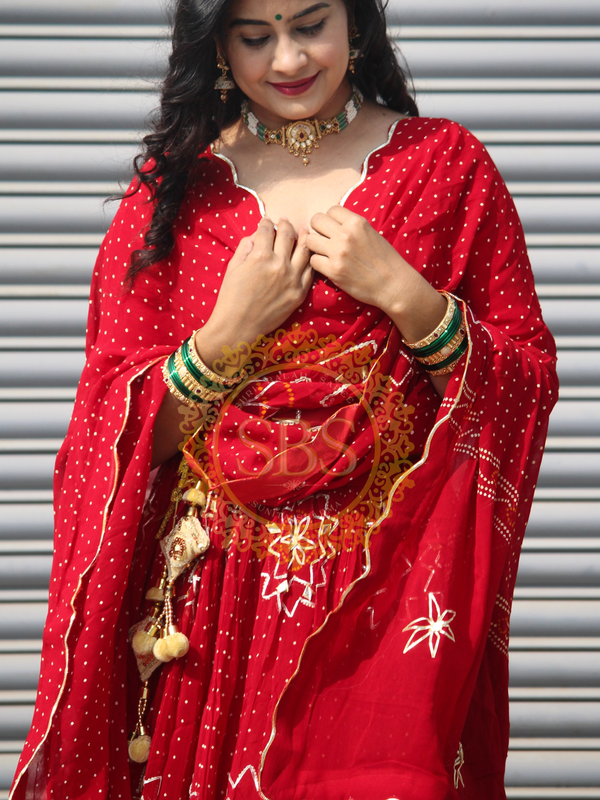 PURE JAIPURI GEORGETTE GOTA LEHENGA