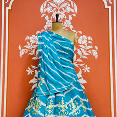 CHINON GOTA PATTI HANDWORK LEHERIYA LEHENGA