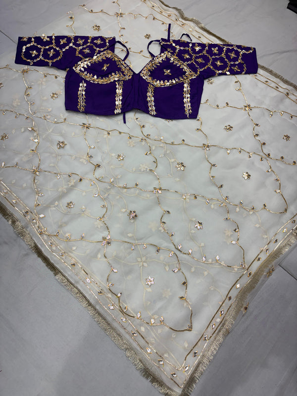PURE CHIFFON GOLD BOOTA SAREE WITH AANGI BLOUSE
