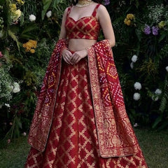 TAFETA SILK 24 KALI GHATCHOLA LEHENGA