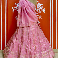 PURE COSMOS TISSUE HANDWORK GOTA PATTI LEHENGA