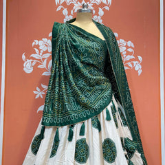 TUSSAR SILK GUJRATI BOOTA LEHENGA