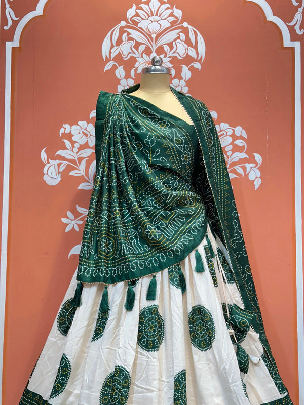 TUSSAR SILK GUJRATI BOOTA LEHENGA