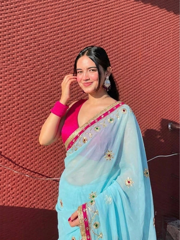 Flower Gota Patti Saree