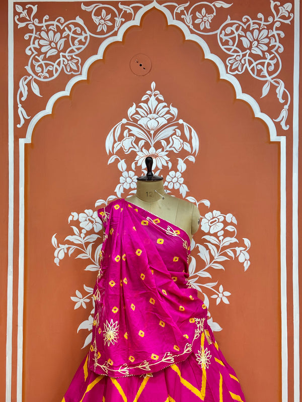 CHINON GOTA WORK LEHERIYA LEHENGA