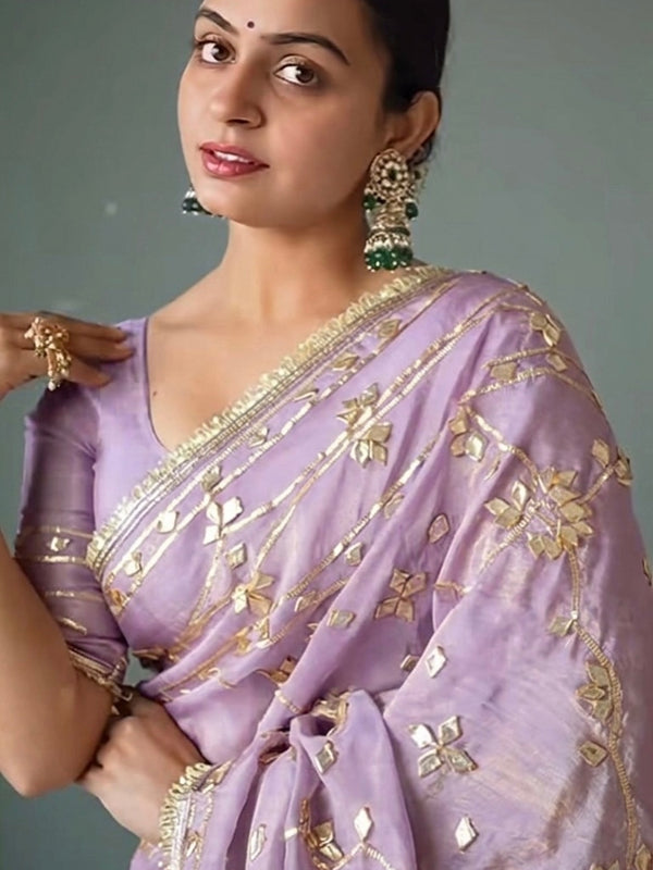 Pure Golden Tissue Gota Patti Saree