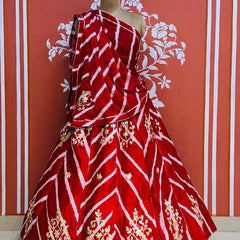 CHINON GOTA PATTI HANDWORK LEHERIYA LEHENGA