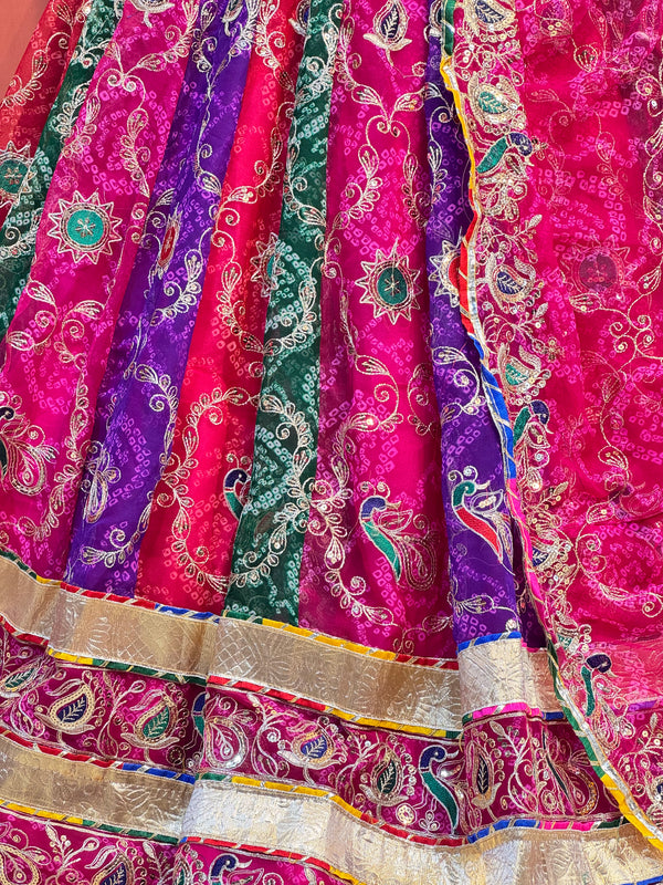 Bandhej Multi Rajwadi Lehenga