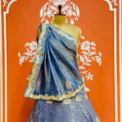 PURE COSMOS TISSUE HANDWORK GOTA PATTI LEHENGA