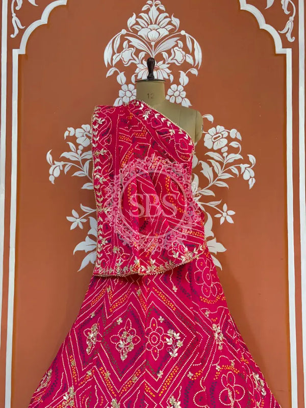 60GM GEORGETTE BANDHANI HANDWORK LEHENGA