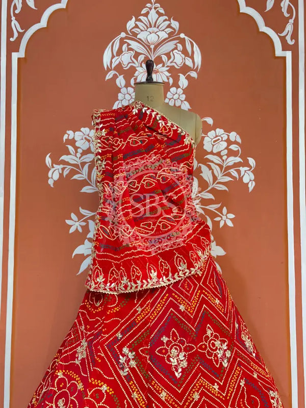 60GM GEORGETTE BANDHANI HANDWORK LEHENGA