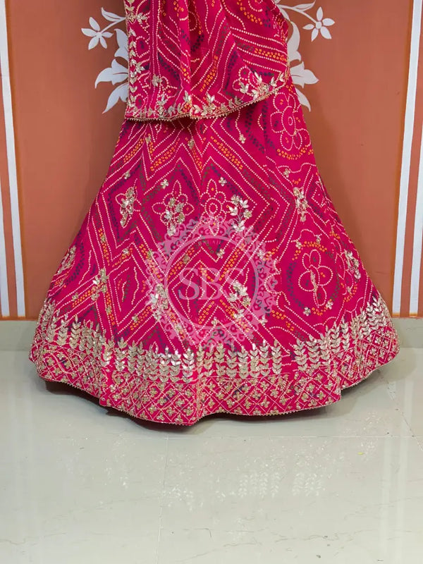 60GM GEORGETTE BANDHANI HANDWORK LEHENGA