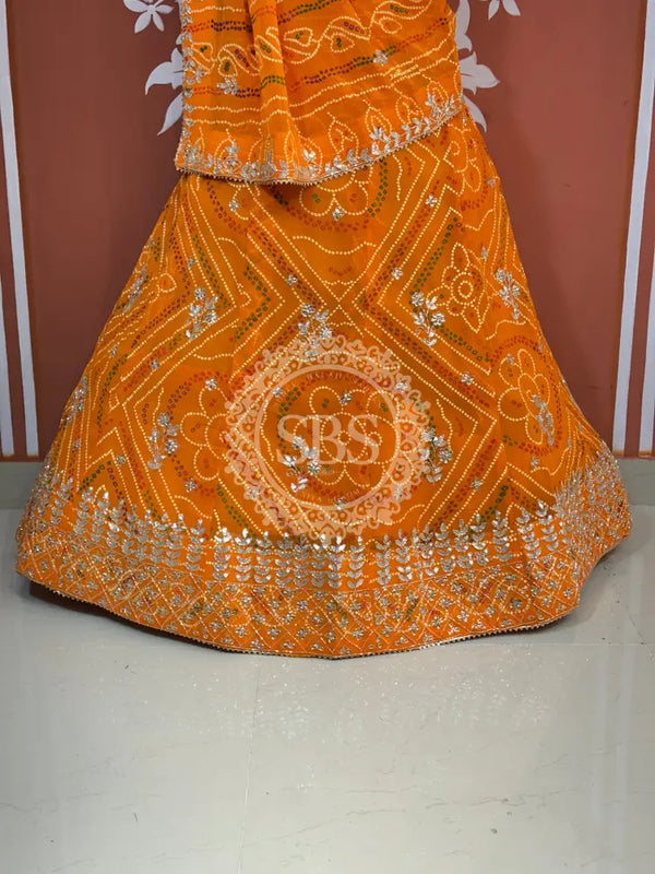 60GM GEORGETTE BANDHANI HANDWORK LEHENGA