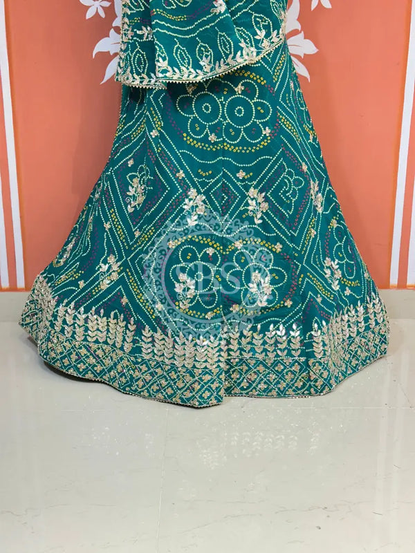 60GM GEORGETTE BANDHANI HANDWORK LEHENGA