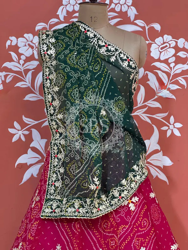 60GM GEORGETTE BHANDHANI GOTA PATTI LEHENGA