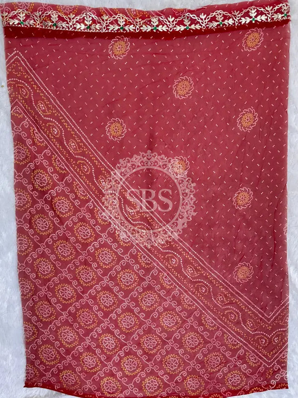 60GM GEORGETTE BHANDHANI GOTA PATTI LEHENGA