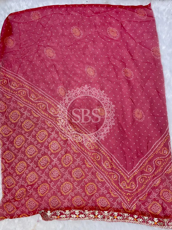 60GM GEORGETTE BHANDHANI GOTA PATTI LEHENGA