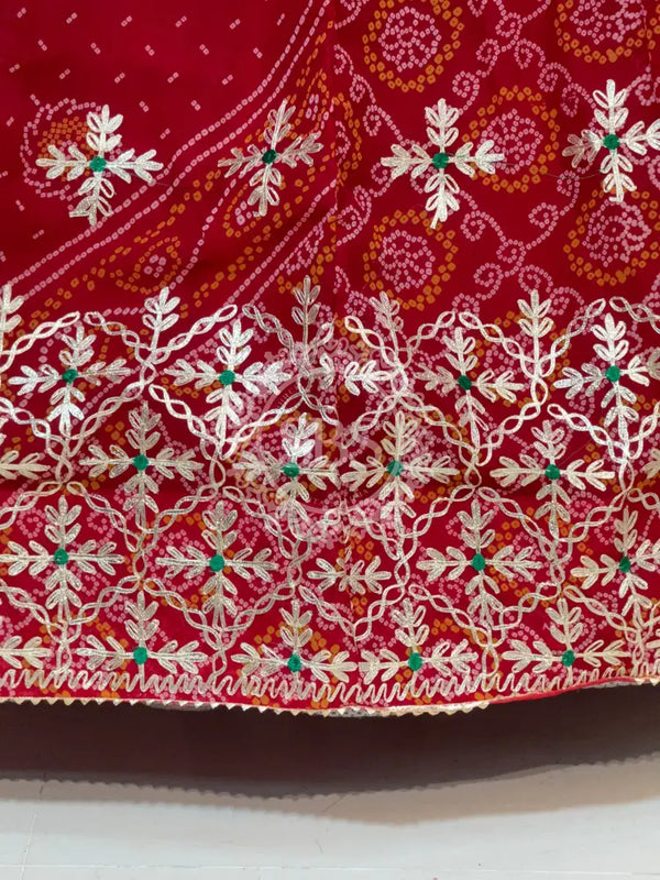 60GM GEORGETTE BHANDHANI GOTA PATTI LEHENGA