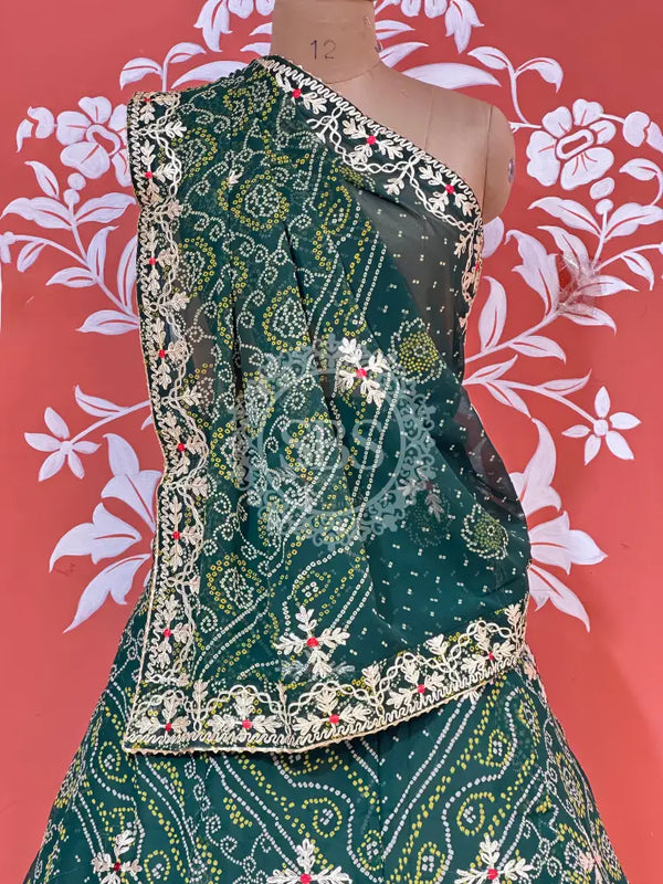 60GM GEORGETTE BHANDHANI GOTA PATTI LEHENGA