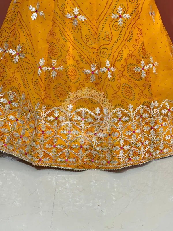 60GM GEORGETTE BHANDHANI GOTA PATTI LEHENGA