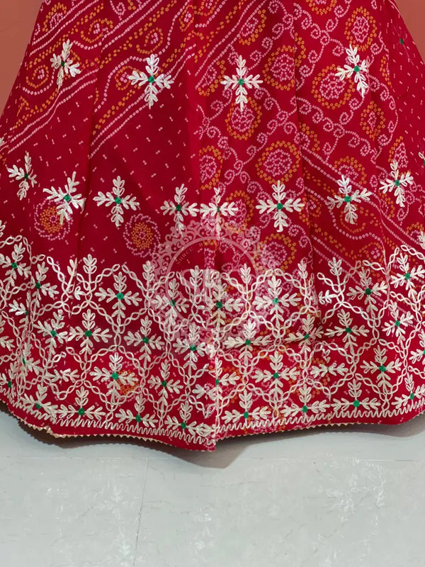 60GM GEORGETTE BHANDHANI GOTA PATTI LEHENGA