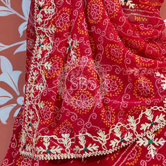 60GM GEORGETTE BHANDHANI GOTA PATTI LEHENGA