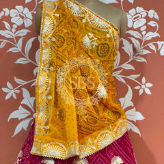 60GM GEORGETTE BHANDHANI GOTA PATTI LEHENGA