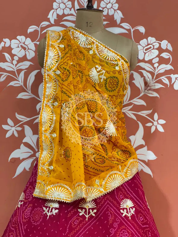 60GM GEORGETTE BHANDHANI GOTA PATTI LEHENGA