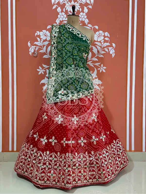 60GM GEORGETTE BHANDHANI GOTA PATTI LEHENGA