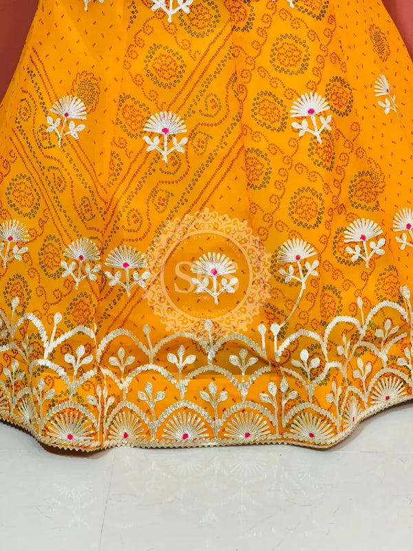 60GM GEORGETTE BHANDHANI GOTA PATTI LEHENGA