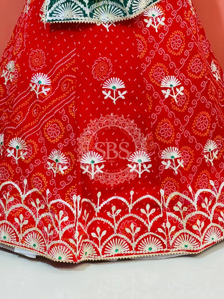 60GM GEORGETTE BHANDHANI GOTA PATTI LEHENGA