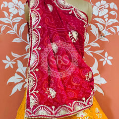 60GM GEORGETTE BHANDHANI GOTA PATTI LEHENGA