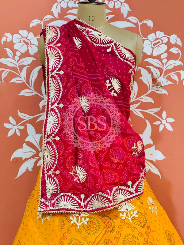 60GM GEORGETTE BHANDHANI GOTA PATTI LEHENGA