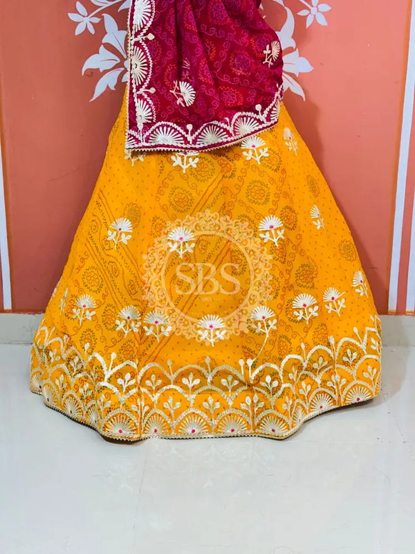 60GM GEORGETTE BHANDHANI GOTA PATTI LEHENGA